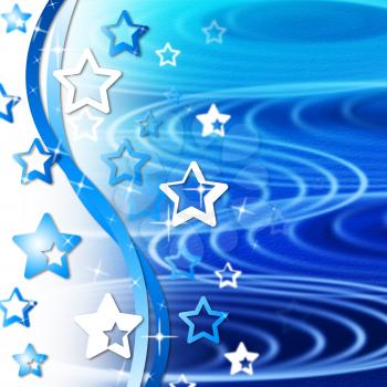 Blue Rippling Background Meaning Curves Round And Stars

