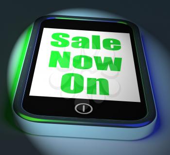 Sale Now On Phone Displaying Promotional Savings Or Discounts