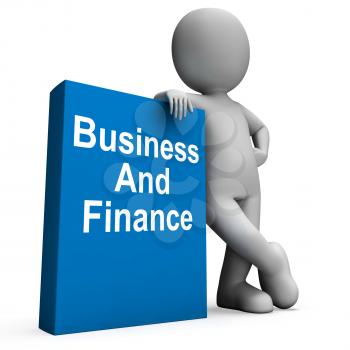 Character With Business And Finance Book Showing Businesses Finances