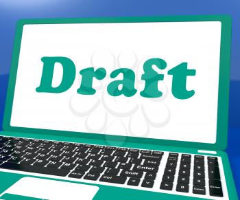 Draft Laptop Showing Outline Document Or Letter Online