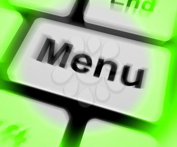 Menu Keyboard Showing Ordering Food Menus Online