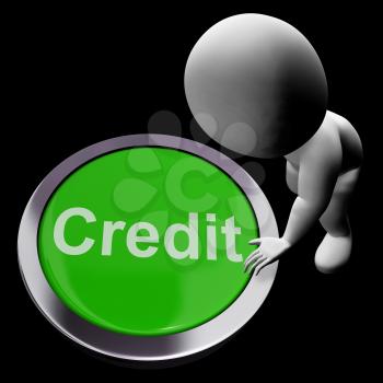 Credit Button Represents Finance Or Loan For Purchasing