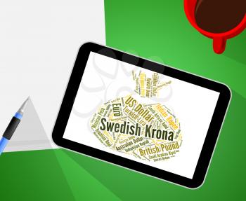 Swedish Krona Showing Worldwide Trading And Wordcloud 