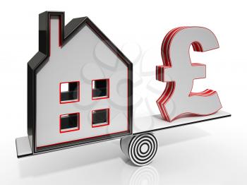 House And Pound Balancing Show Investment Or Mortgage