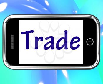 Trade Smartphone Showing Online Buying Selling And Shops