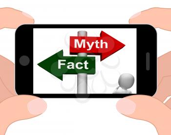 Fact Myth Signpost Displaying Facts Or Mythology