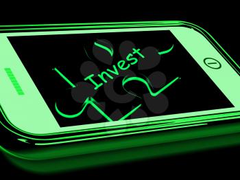 Invest Smartphone Meaning Investment In Company Or Savings