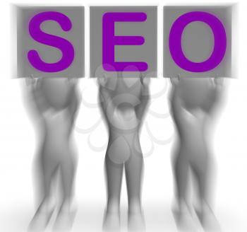 SEO Placards Meaning Optimized Web Search And Development