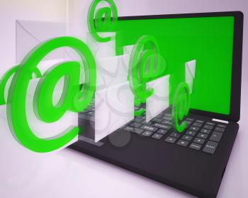 Mail Signs Leaving Laptop Shows Online Contact Or Sent Mails