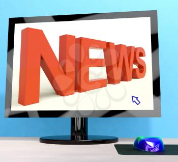 News Word On Computer Showing Media And Information 
