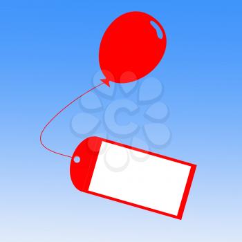 Card Tied To Balloon Showing Greeting Card Or Party Invitation