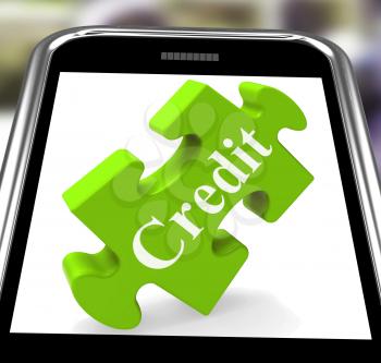Credit Smartphone Showing Borrowing Cash Or Money