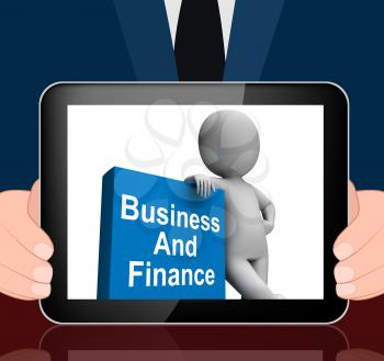 Character With Business And Finance Book Displaying Businesses Finances