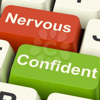 Nervous Confident Keys Showing Nerves Or Confidence