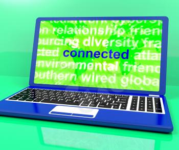 Connected Definition On Laptop Showing Online 