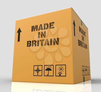 Made In Britain Product Box Represents UK Production 3d Rendering