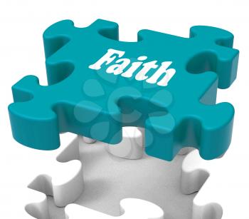 Faith Jigsaw Showing Believing Religious Belief Or Trust