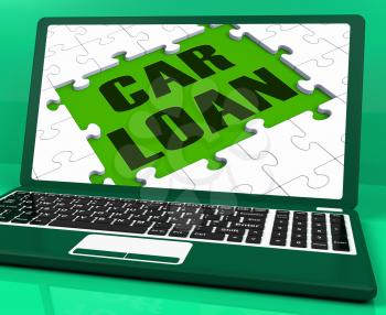 Car Loan On Laptop Shows Automobile Sales Website And Online Purchases