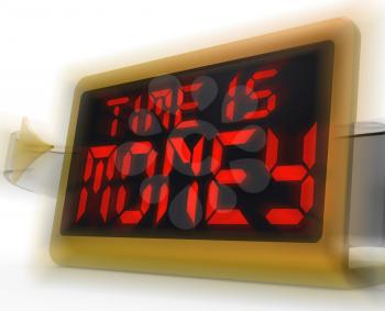 Time Is Money Digital Clock Showing Valuable And Important Resource