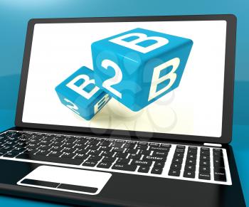 B2b Dice On Laptop Computer Showing Business And Commerce