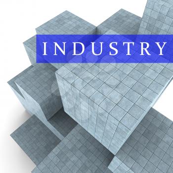 Industry Blocks Representing Industrialized Factory And Manufacture 3d Rendering