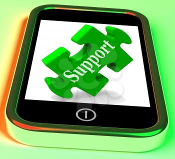 Support On Smartphone Shows Customer Support And Advice