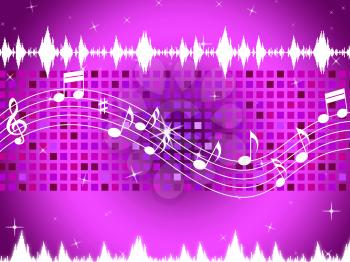 Purple Music Background Meaning Sparkling Sqaures And Party
