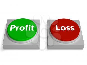 Profit Loss Buttons Showing Revenue Or Deficit