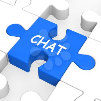 Chat Jigsaw Showing Talking Typing Or Texting