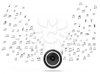 Speaker And Musical Notes Showing Music Audio Or Sound System