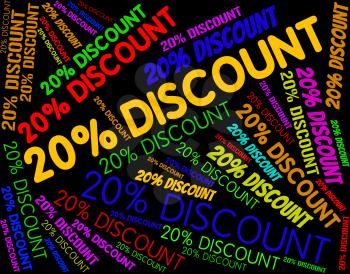 Twenty Percent Discount Indicating Promo Discounts And Retail