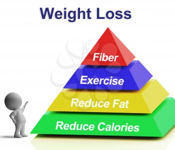 Weight Loss Pyramid Shows Fiber Exercise Fat And Reducing Calories