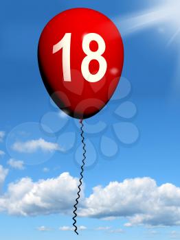 18 Balloon Representing Eighteenth Happy Birthday Celebration
