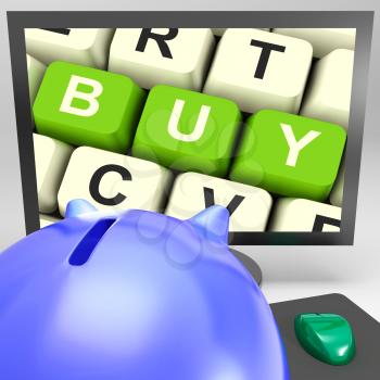 Buy Key On Monitor Showing Online Commerce And Business