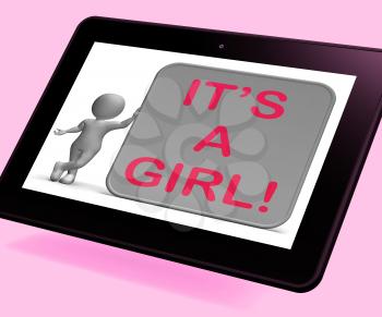 It's A Girl Tablet Meaning Announcing Female Baby