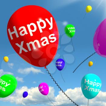 Balloons Floating In The Sky Saying Happy Xmas