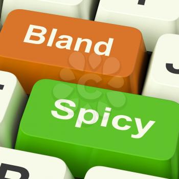 Bland Spicy Keys Showing Plain Hot Cooking Flavours