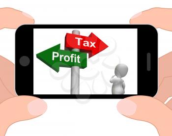 Tax Or Profit Signpost Displaying Account Taxation or Profits