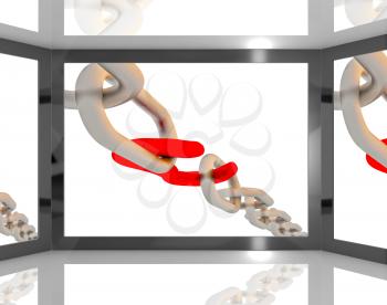 Opened Chain On Screen Shows Risky Situations Or Dangerous Links