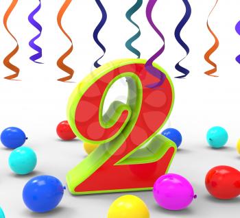 Number Two Party Showing Birthday Celebration Or Party