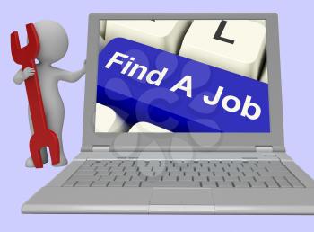 Find A Job Computer Key Shows Work 3d rendering