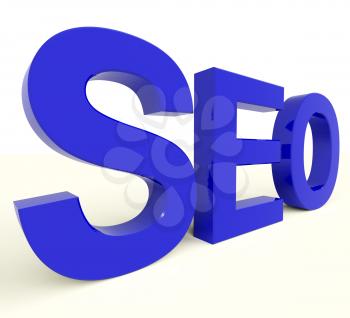 Seo Word In Blue Representing Internet Optimization And Promotion