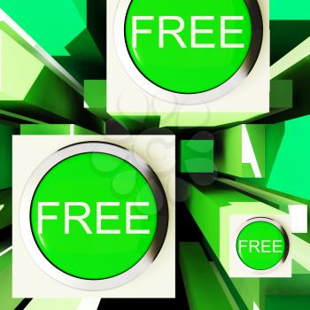 Free Buttons On Cubes Showing Freebie Products Or Free Trials
