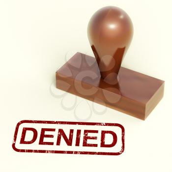 Denied Stamp Shows Rejection Or Refusing