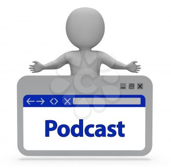 Podcast Webpage Representing Website Webcast 3d Rendering