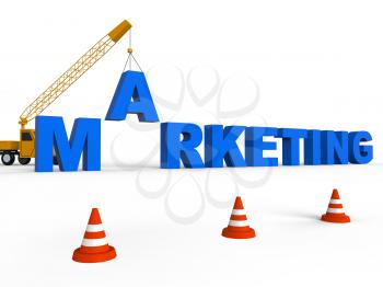Marketing Crane Lifting Words Shows Sem And Seo 3d Rendering