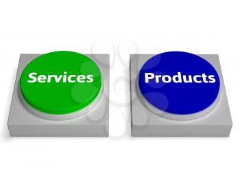 Products Services Buttons Showing Product Or Service