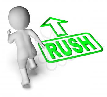 Rush And Running 3D Character Showing Urgent Hurry Priority