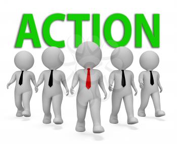 Action Businessmen Indicating Motivation Entrepreneur 3d Rendering