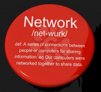 Network Definition Button Shows System Of Computers Or People Connected